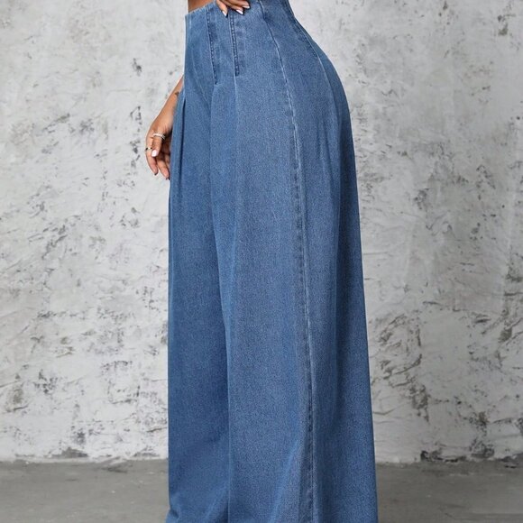 Blue Casual Womens Women's Wide Leg Jeans - Picture 4 of 5